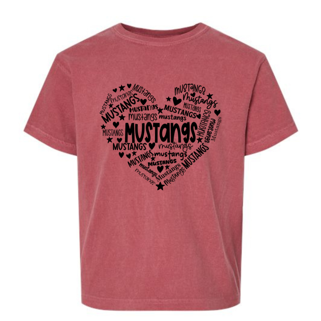 Youth Comfort Color Mustangs Heart