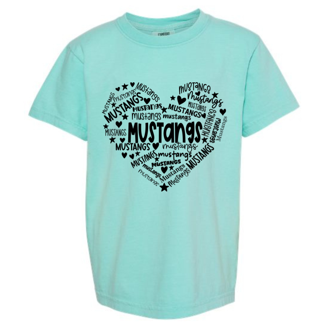 Youth Comfort Color Mustangs Heart