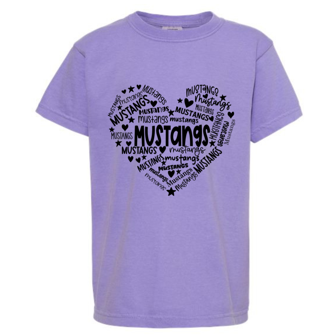 Youth Comfort Color Mustangs Heart