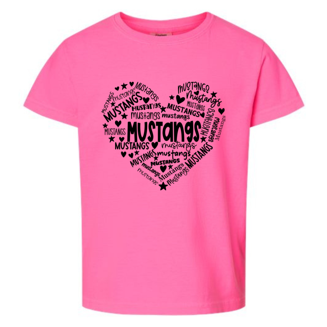 Youth Comfort Color Mustangs Heart