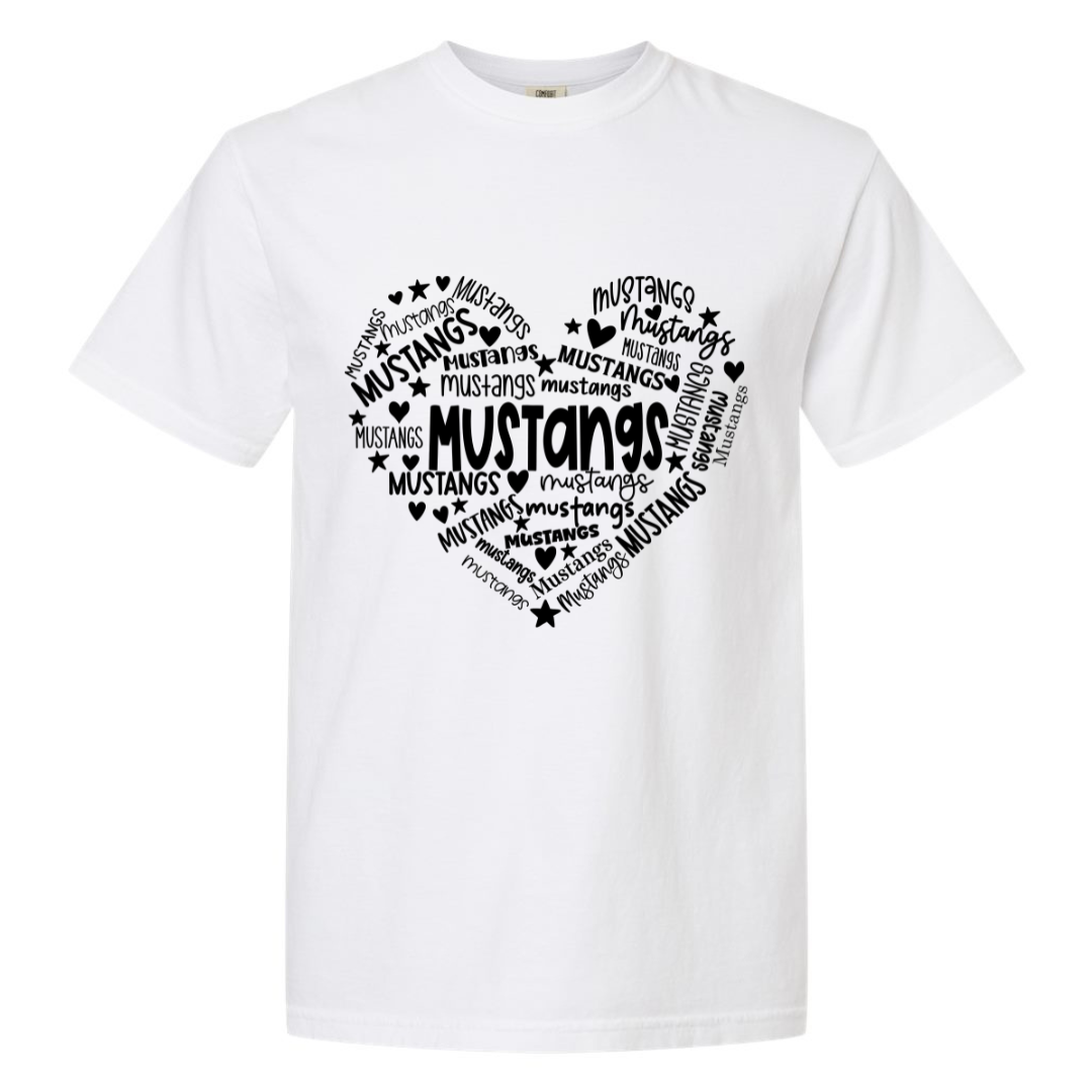 Youth Comfort Color Mustangs Heart
