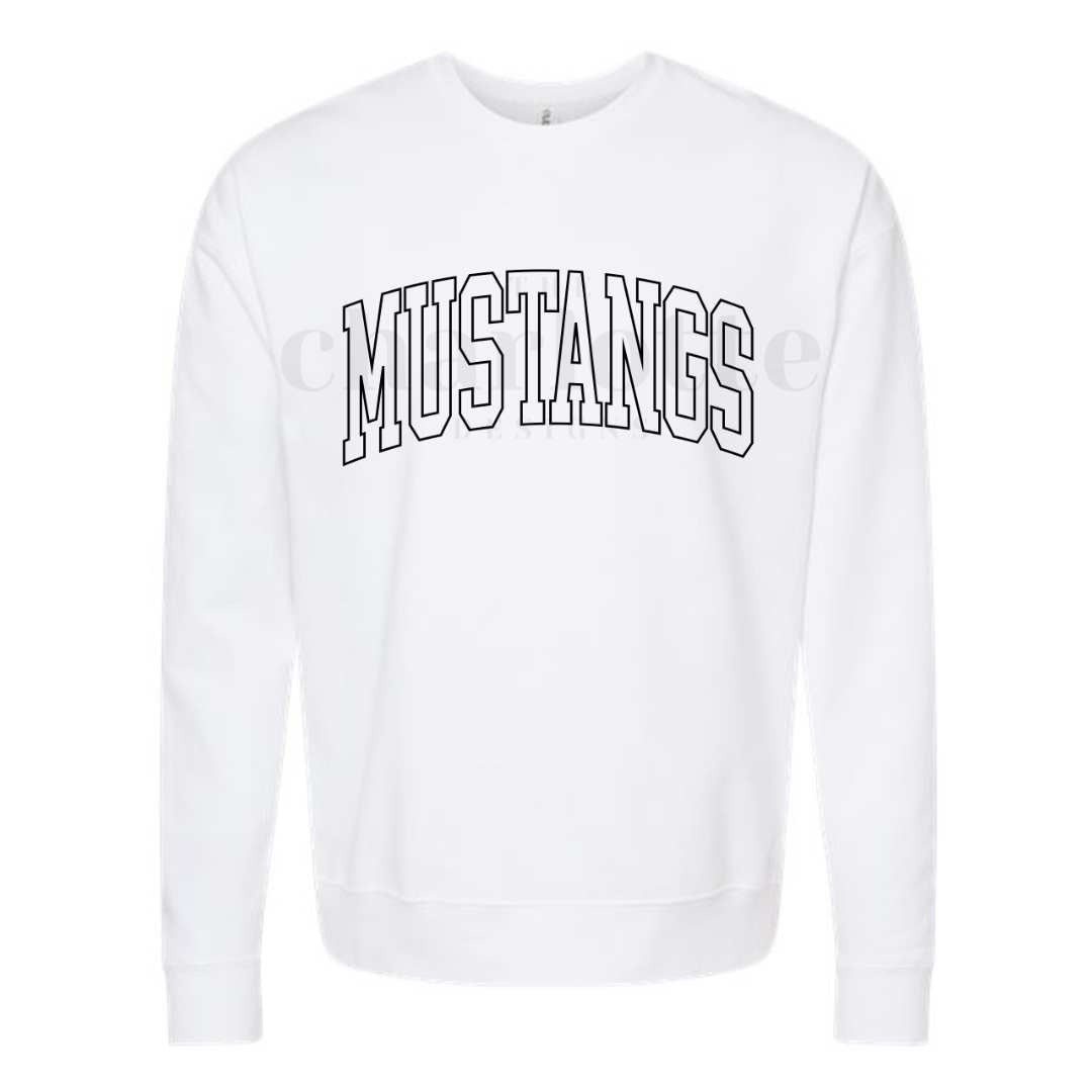 Youth Black Mustangs Outline- Red/White Shirt