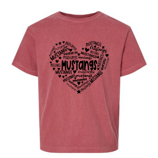 Youth Comfort Color Mustangs Heart